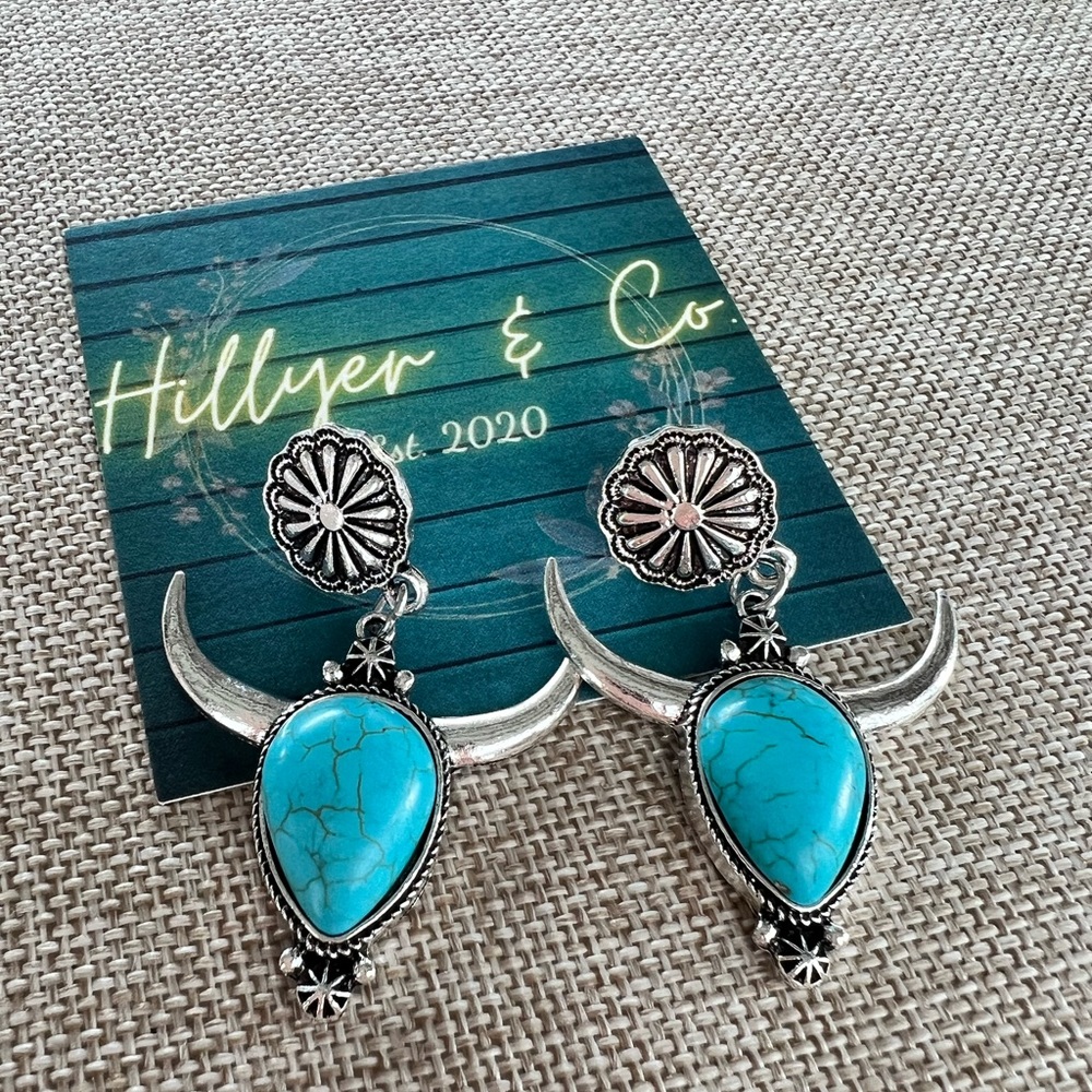 Turquoise Bull Earrings